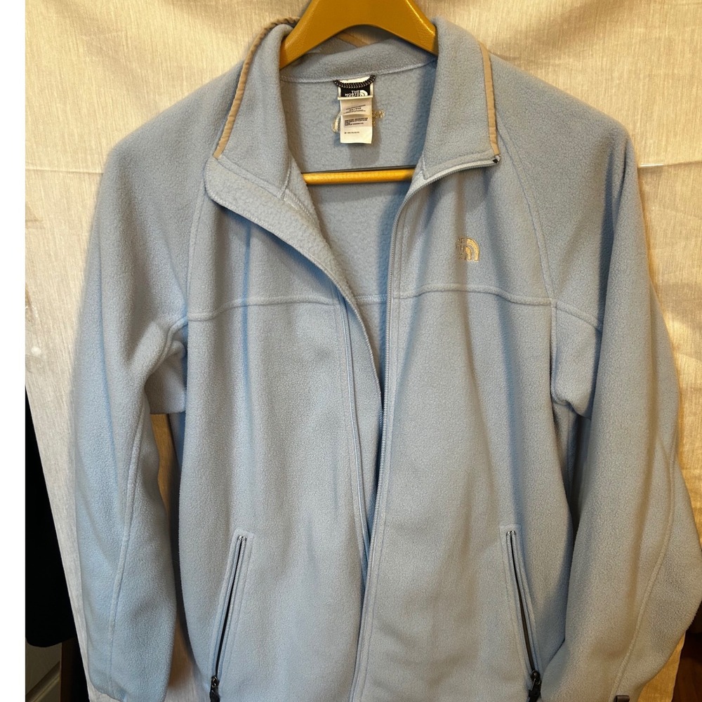 The North Face Light Blue TKA 100 Full Zip Fleece Jacket Youth XL Women S Prep